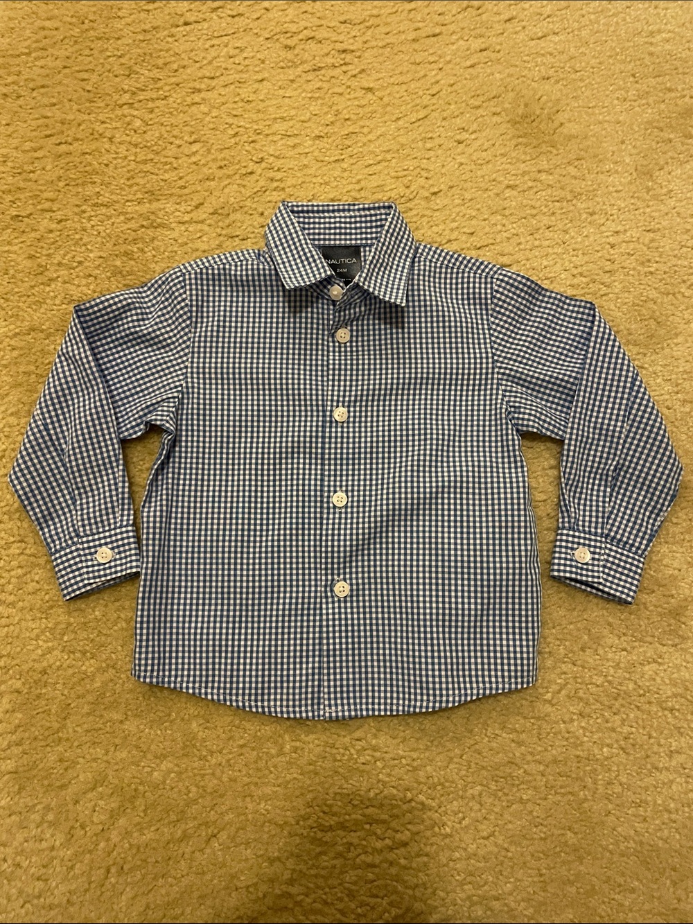 Nautica Boys Blue Gingham Button-Down Shirt